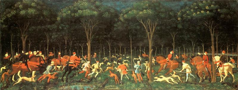 UCCELLO, Paolo The Hunt in the Forest aer Norge oil painting art